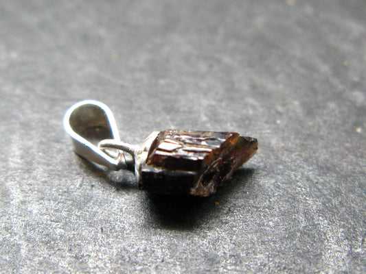 Rare Painite Crystal Silver Pendant From Myanmar - 0.6" - 2.25 Carats