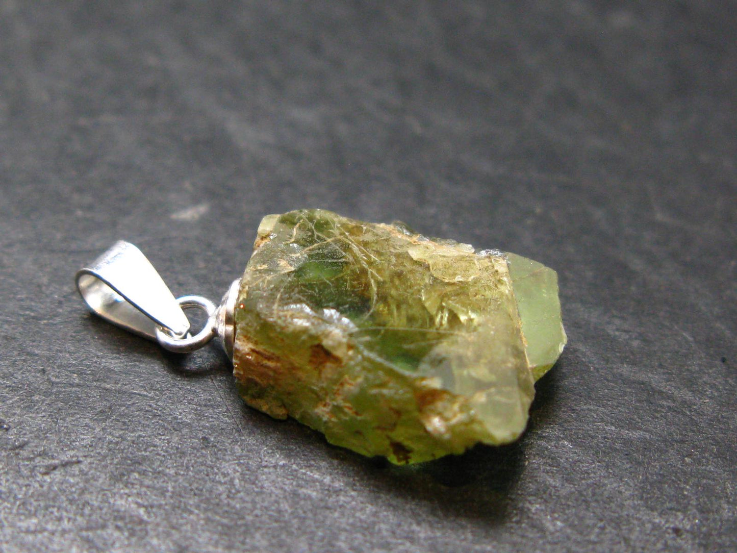 Rare Titanite Sphene Crystal Silver Pendant From Brazil - 0.9" - 1.68 Grams