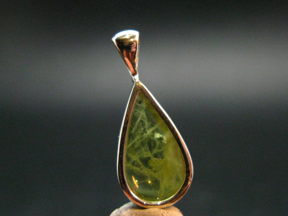 Rare Titanite Sphene Crystal Silver Pendant From Tanzania - 0.9" - 1.75 Grams