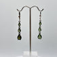 Faceted Moldavite Sterling Silver Drop Earrings - Weight 3.93 Grams