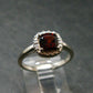 Red Garnet Rhodium Plated Sterling Silver Ring with CZ - Size 7 - 2.49 Grams