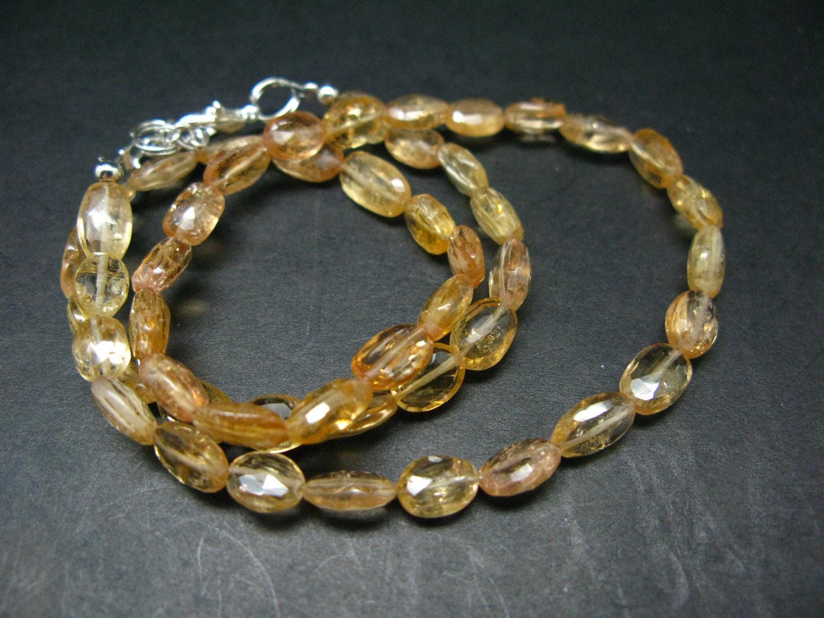 Extremely Rare Imperial Topaz Necklace From Brazil - 18" - 8mm Facetted Beads
