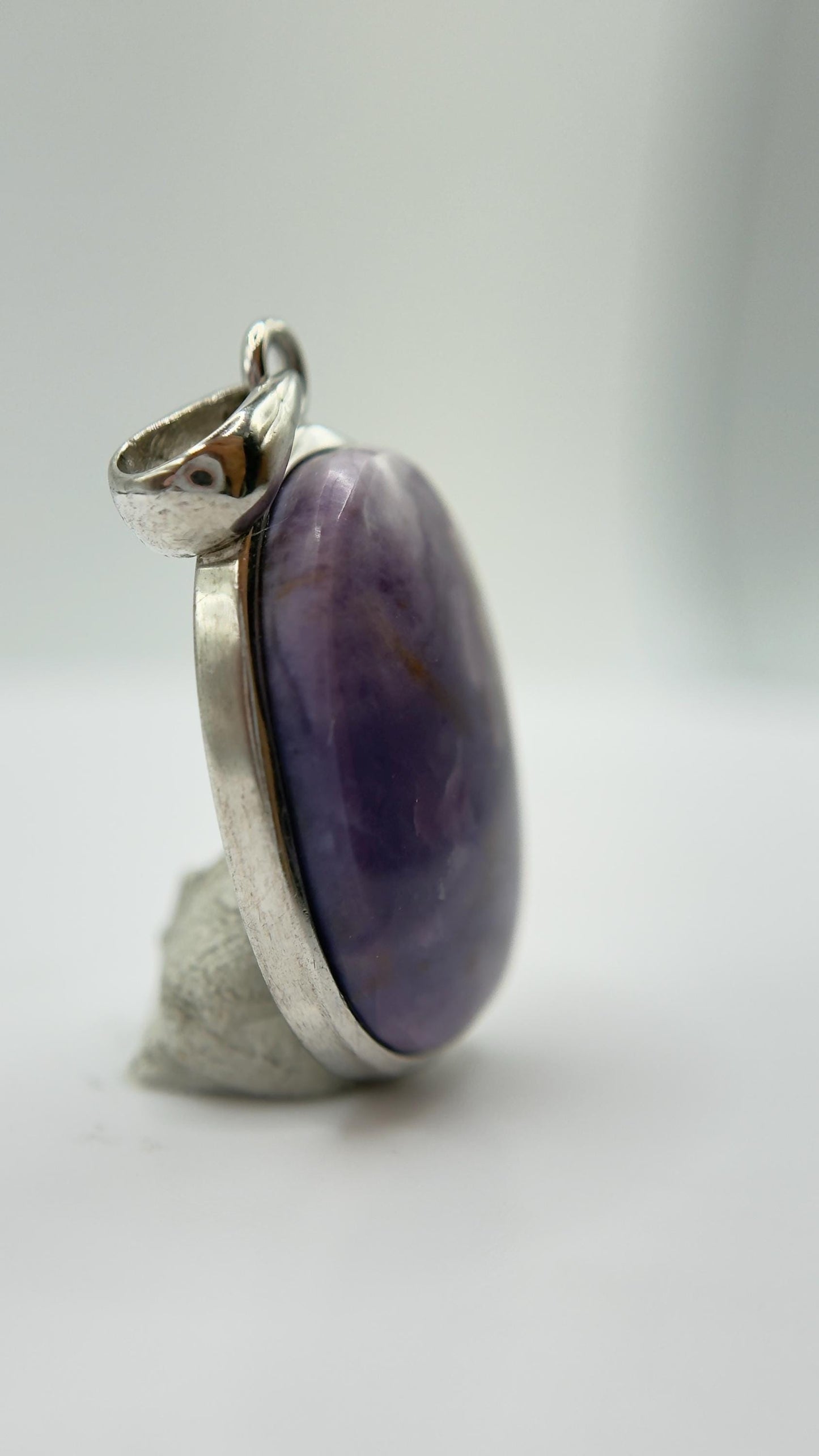 Tiffany Stone Pendant Purple Opal Fluorite Gemstone Silver Necklace Rare Natural Stone Jewelry Gift