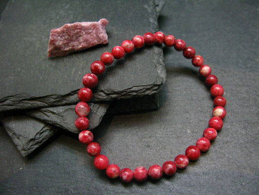 Thulite Genuine Bracelet ~ 7 Inches ~ 6mm Round Beads