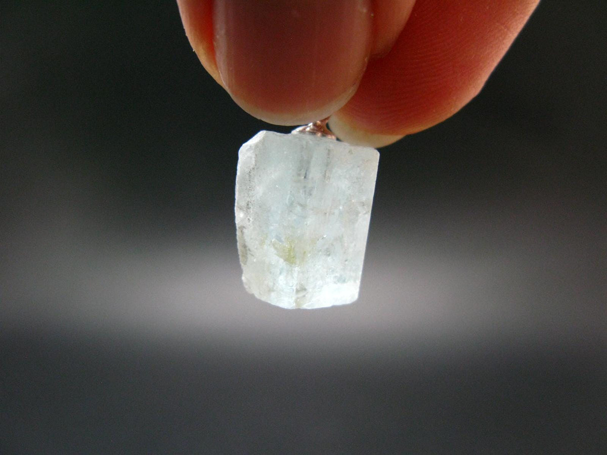 Aquamarine Gem Sterling Silver Pendant From Brazil - 0.8" - 2.81 Grams