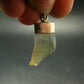 Gem Libyan Desert Glass Tektite Free Form Pendant Sterling Silver from Libya - 1.3" - 2.05 Grams