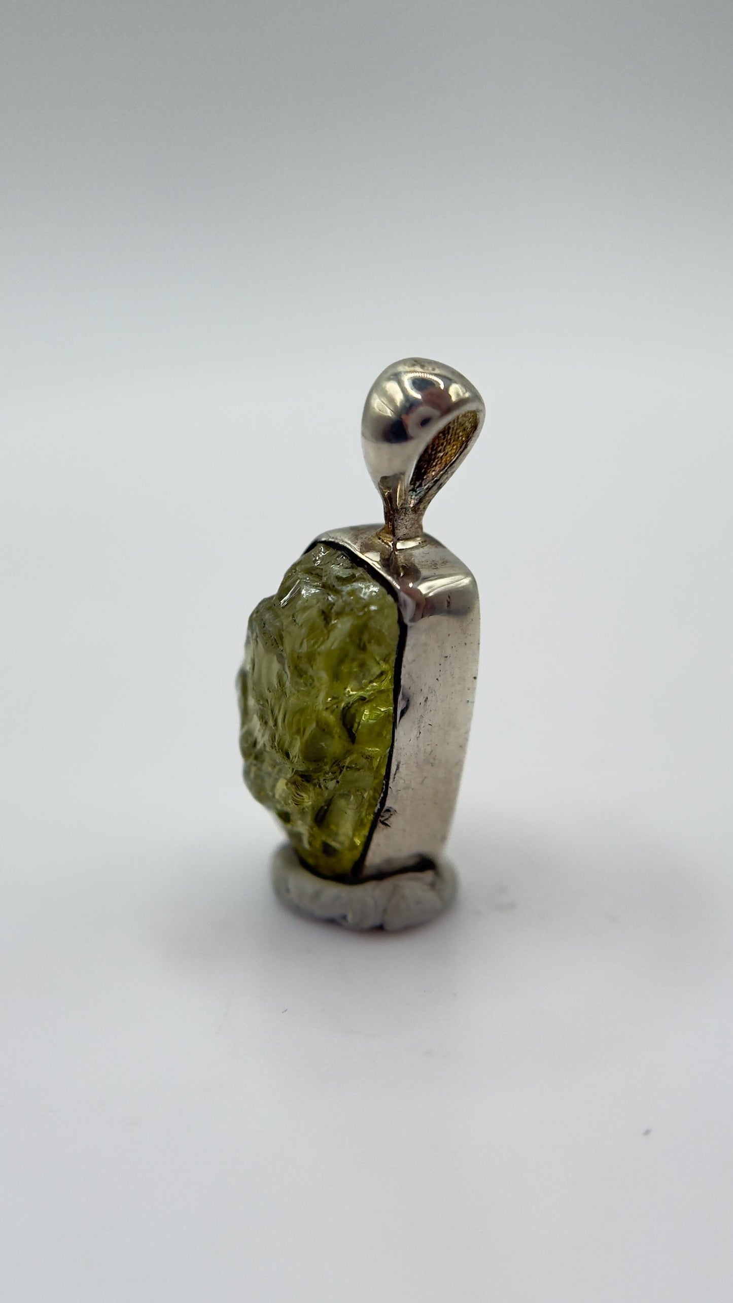 Chrysoberyl Raw Stone Pendant Green Yellow Gemstone Silver Crystal Pendant Natural Minimalist Jewelry Gift