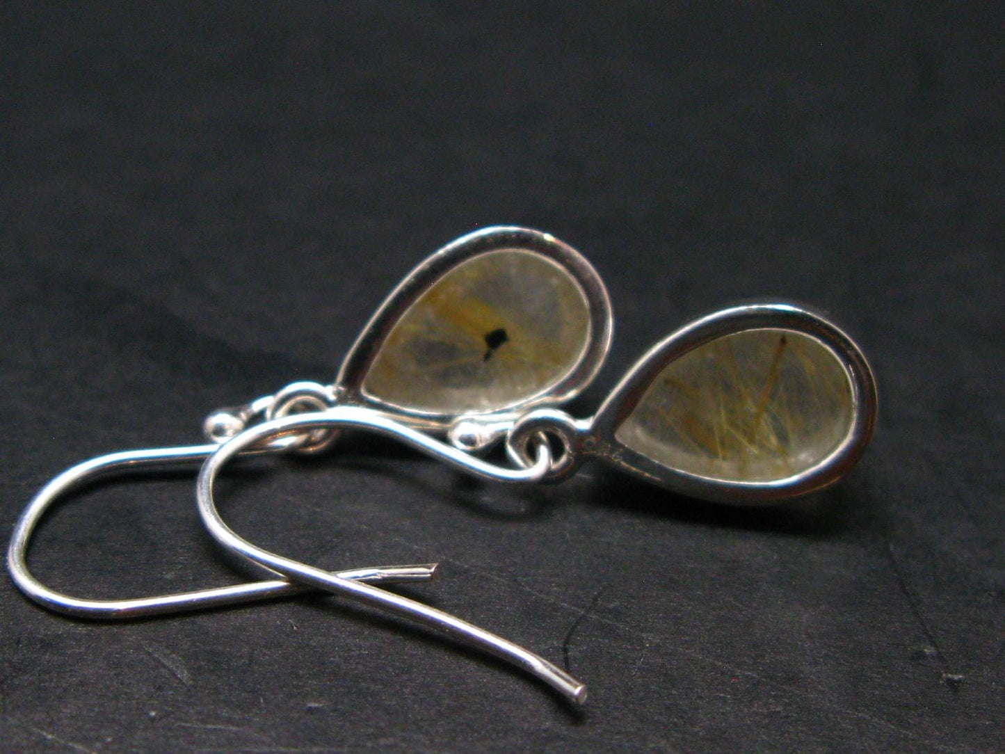 Rutilated Quartz Silver earrings From Brazil - 1.1"