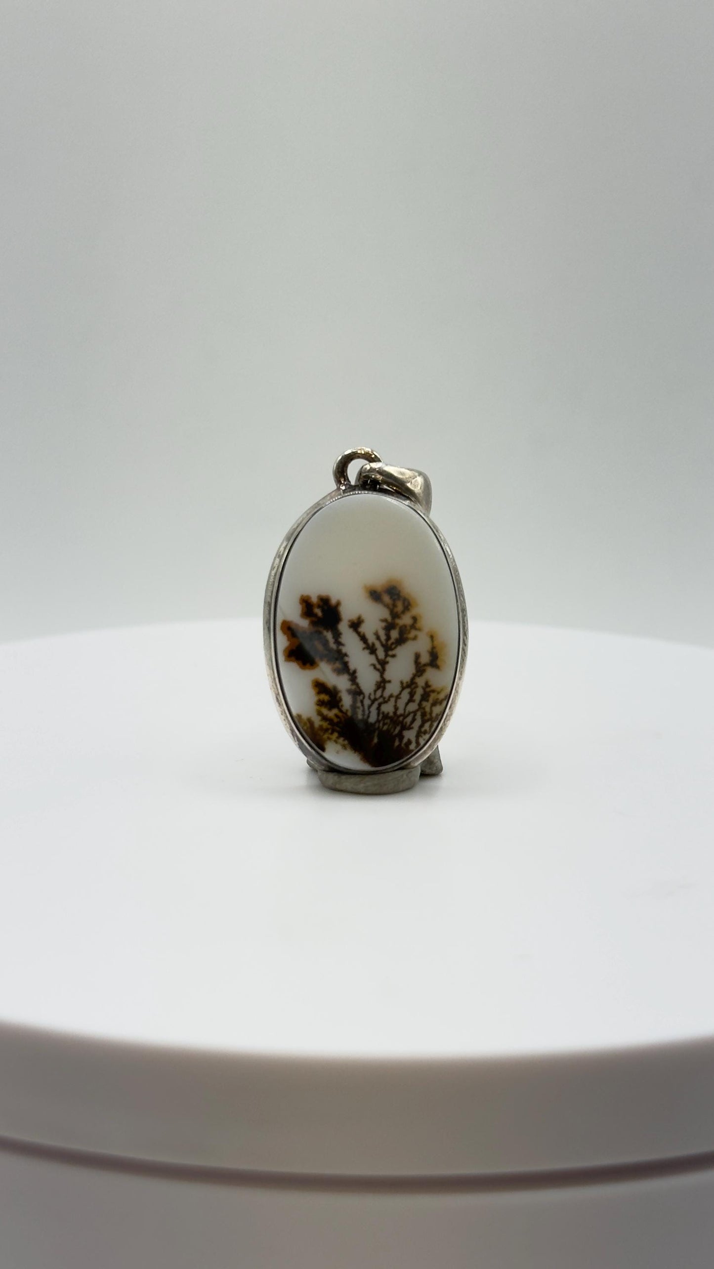Dendritic Agate Pendant – Natural Scenic Moss Pattern Gemstone Jewelry
