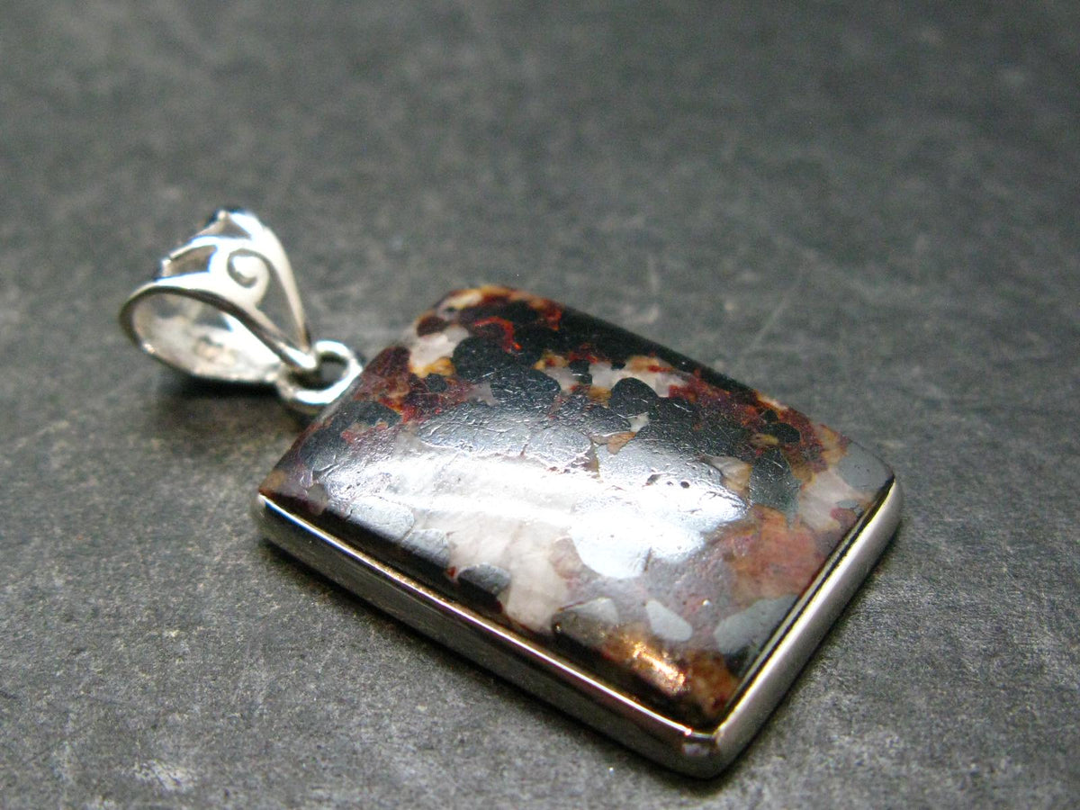 Zincite Franklinite Willemite Silver Pendant From USA - 1.4" - 6.42 Grams