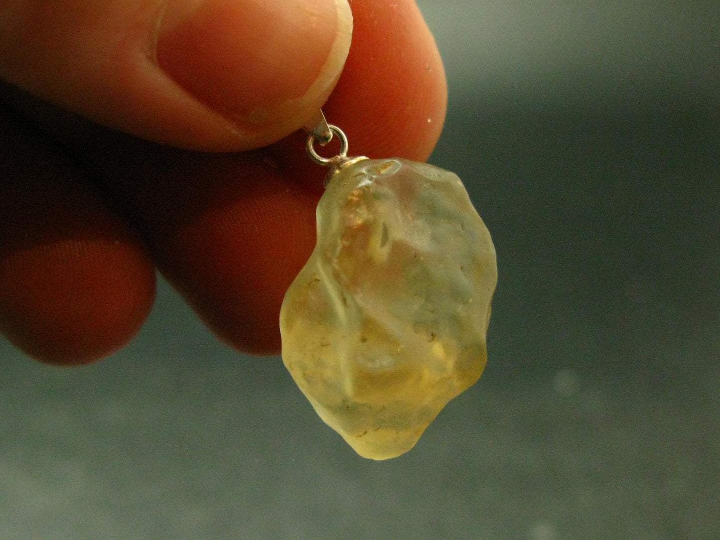 Gem Libyan Desert Glass Tektite Pendant Sterling Silver from Libya - 1.0" - 3.50 Grams