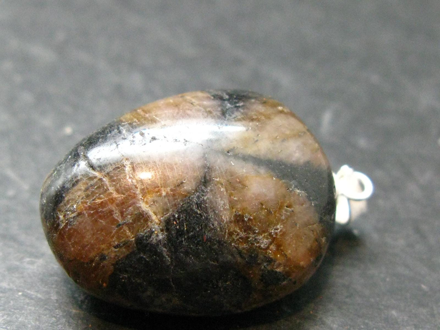 Perfect Cross-Shaped Andalusite (Variety of Chiastolite) Polished Silver Pendant from China - 1.3" - 12.18 Grams