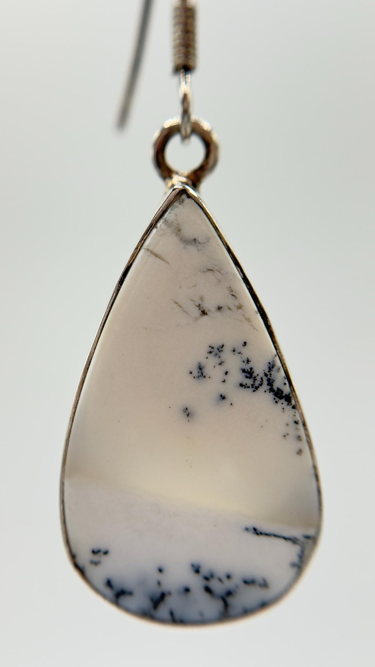 Elegant Moss Agate Teardrop Dangle Earrings – Natural Scenic Stone Jewelry