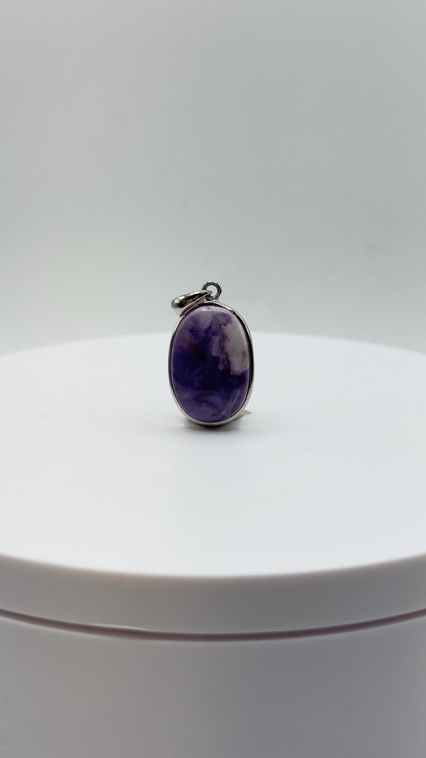 Tiffany Stone Pendant Purple Opal Fluorite Gemstone Silver Necklace Rare Natural Stone Jewelry Gift