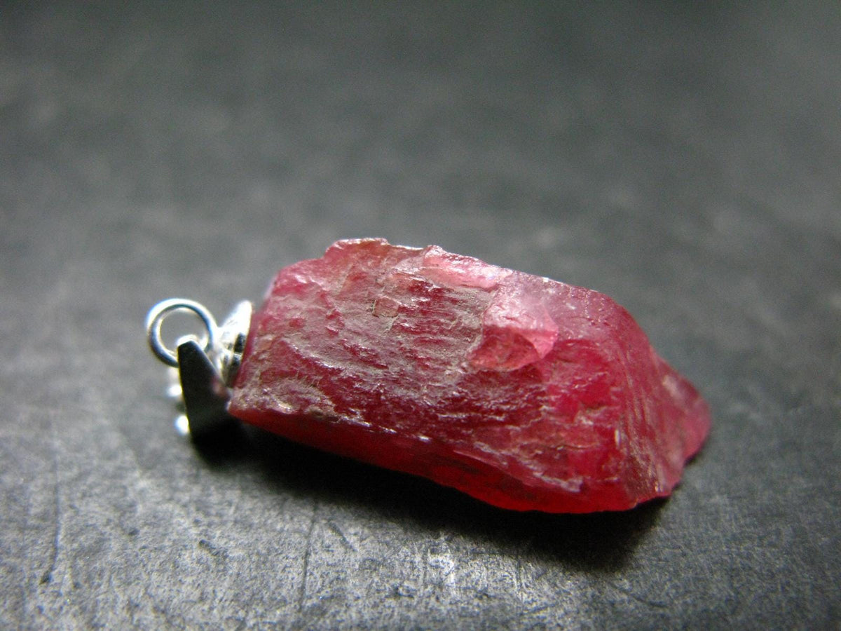 Rare Raw Rhodonite Silver Pendant From Brazil - 1.1" - 2.41 Grams