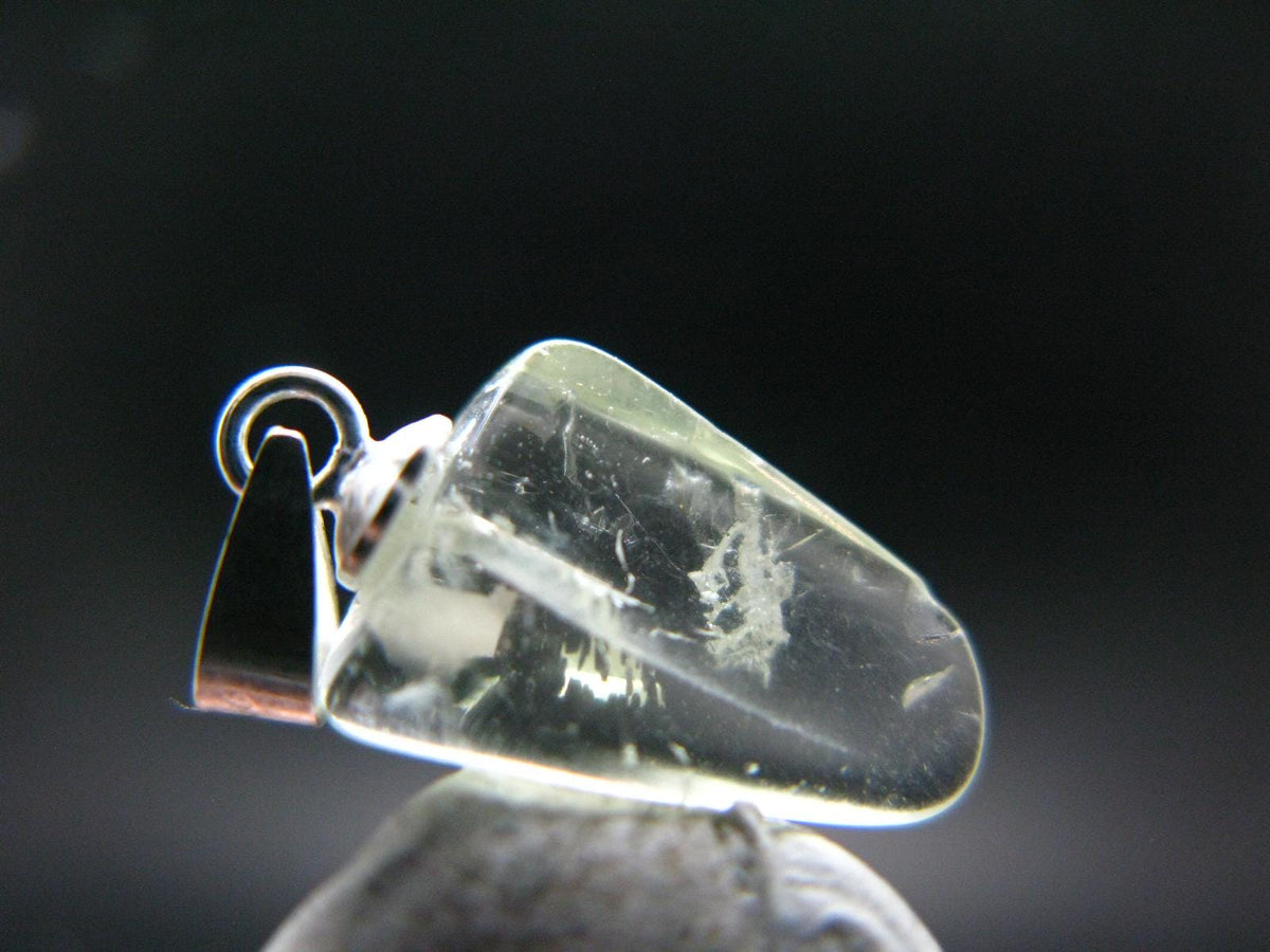Green Herderite Tumbled Silver Pendant From Pakistan - 0.8" - 0.73 Grams