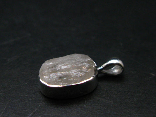 Raw Rare Natrolite Crystal Silver Pendant From Russia - 0.7" - 1.21 Grams