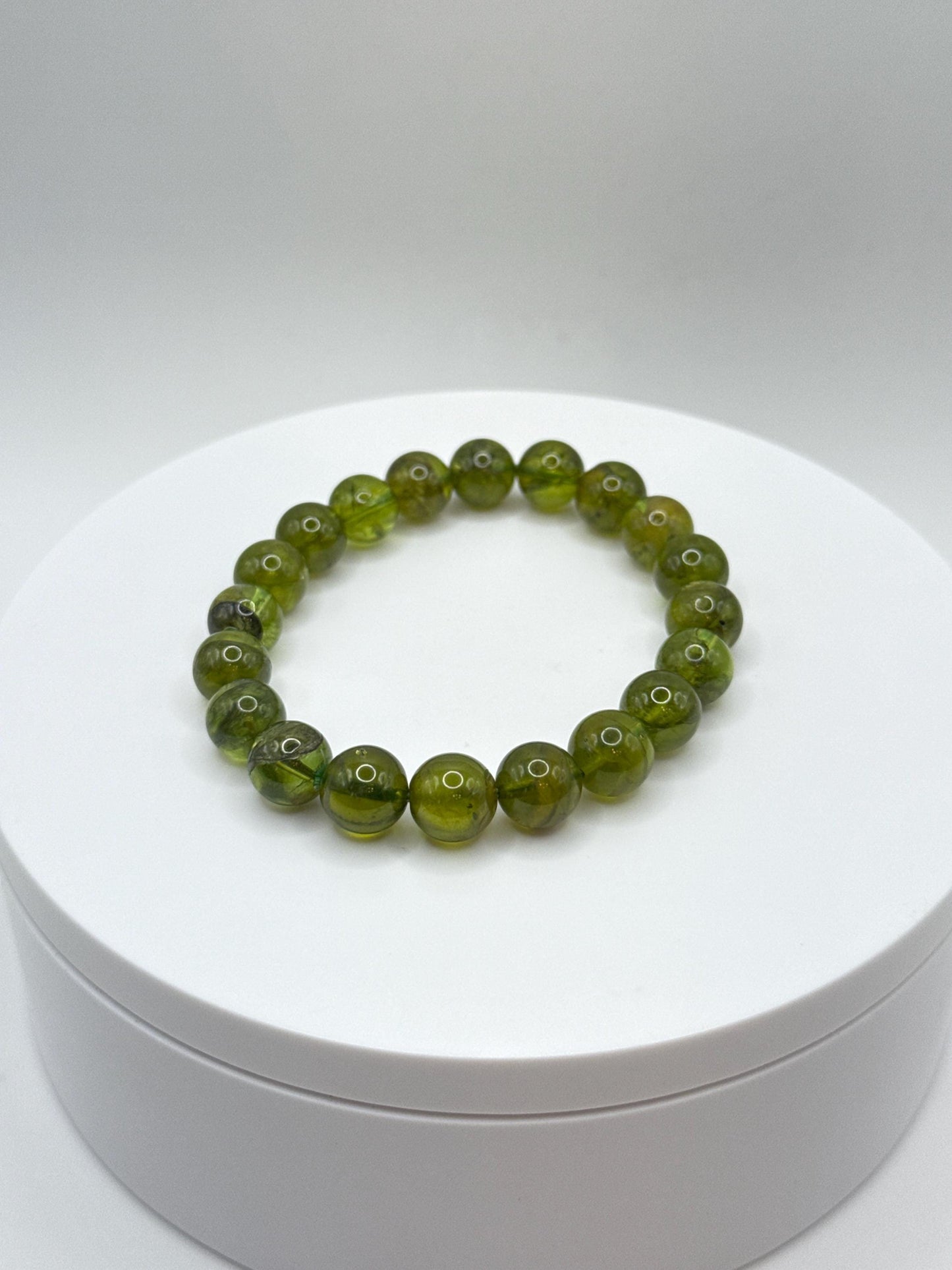Green Peridot Beaded Bracelet | August Birthstone, Healing Crystal