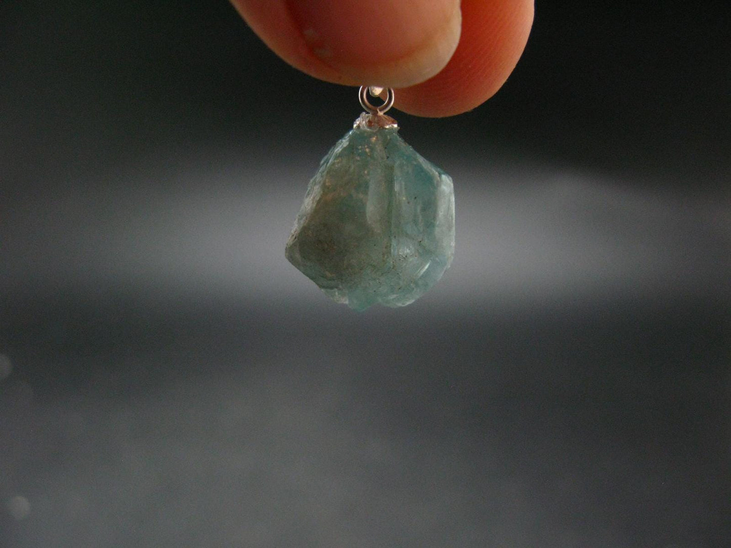 Starlight Genuine Raw Blue Zircon Gem Crystal Silver Pendant From Cambodia - 0.9" - 6.31 Grams