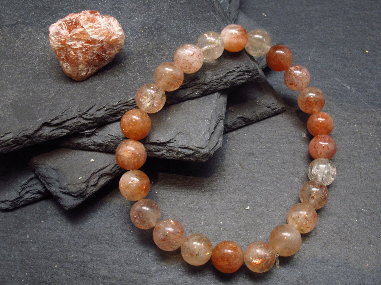 Sunstone Genuine Bracelet ~ 7 Inches ~ 8mm Round Beads