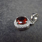 Genuine Red Garnet Almandine Gem with CZ Sterling Silver Pendant From India - 0.7" - 1.39 Grams