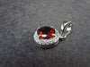 Genuine Red Garnet Almandine Gem with CZ Sterling Silver Pendant From India - 0.7" - 1.39 Grams