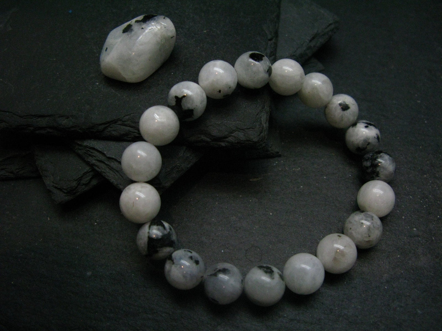 Moonstone Genuine Bracelet ~ 7 Inches ~ 10mm Round Beads
