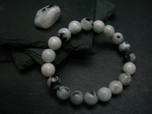 Moonstone Genuine Bracelet ~ 7 Inches ~ 10mm Round Beads