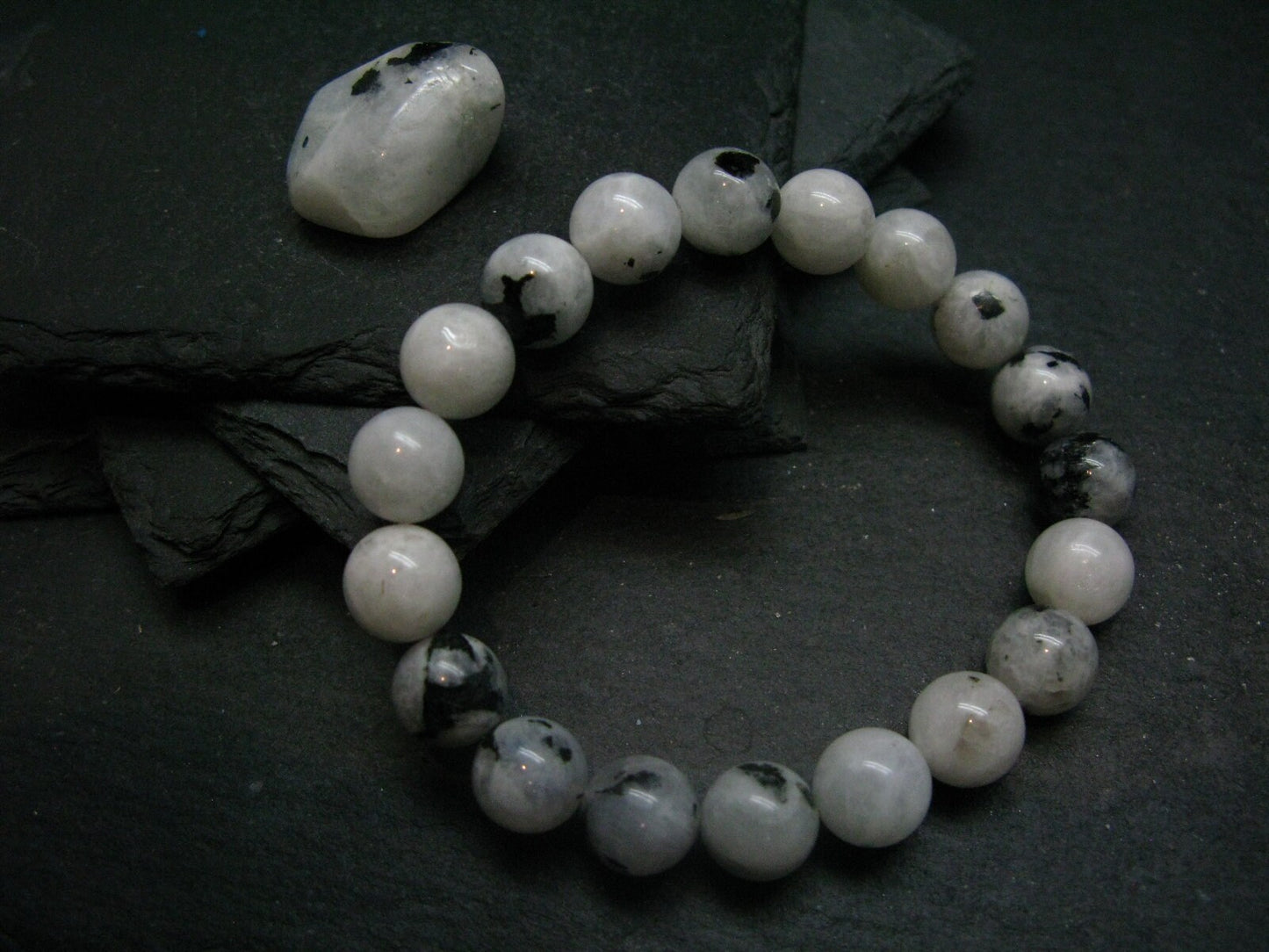 Moonstone Genuine Bracelet ~ 7 Inches ~ 10mm Round Beads
