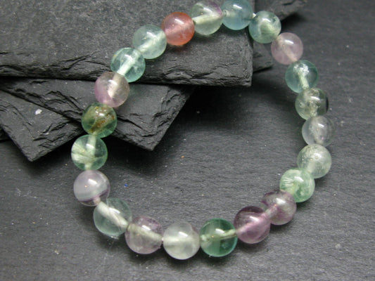 Fluorite Genuine Bracelet ~ 7 Inches ~ 8mm Round Beads