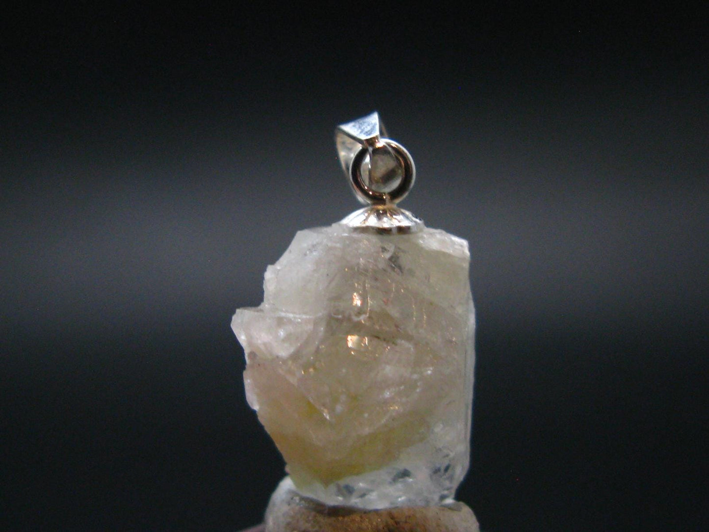 Phenakite Phenacite Crystal Silver Pendant from Russia - 0.8" - 1.54 Grams