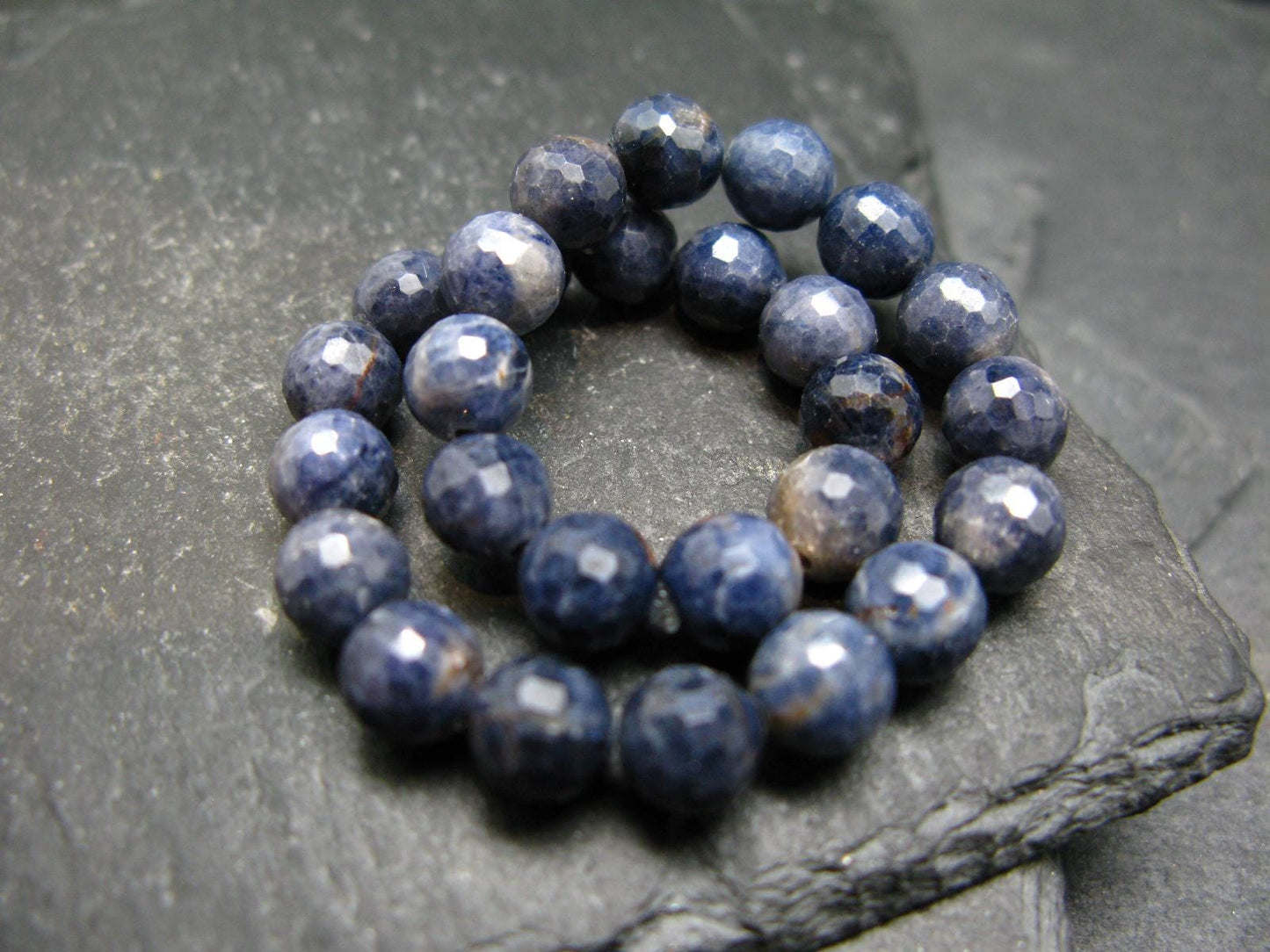 Blue Sapphire Genuine Bracelet ~ 7 Inches ~ 7mm Round Facetted Beads