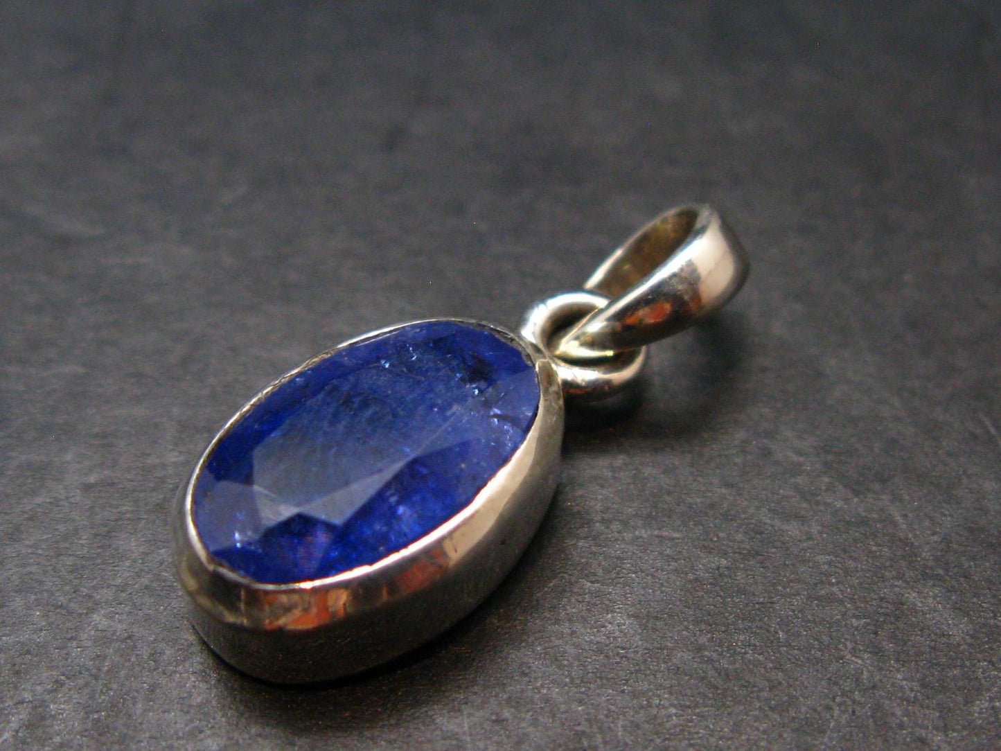 Large Gemmy Natural Faceted Tanzanite Zoisite Sterling Silver Pendant from Tanzania - 0.9'' - 3.22 Grams