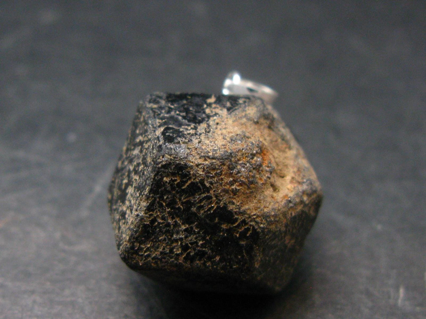 Sharp Black Melanite Andradite Garnet Silver Pendant From Mali - 0.9" - 10.59 Grams