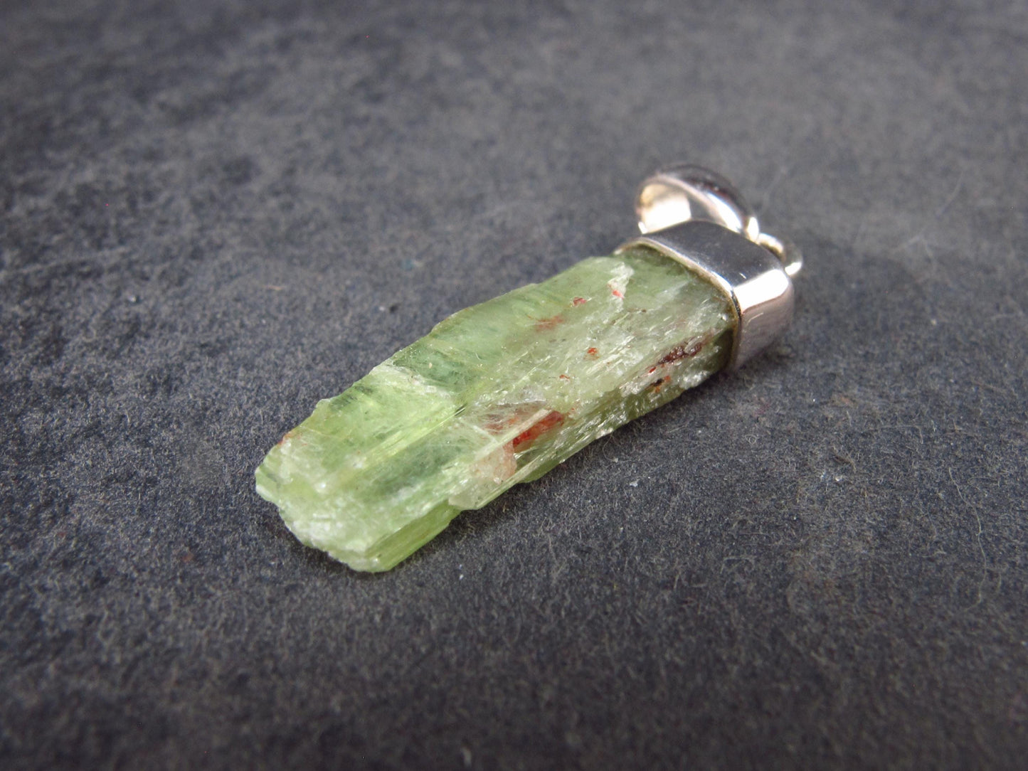 Green Kyanite Silver Pendant from Brazil - 1.2" - 2.03 Grams