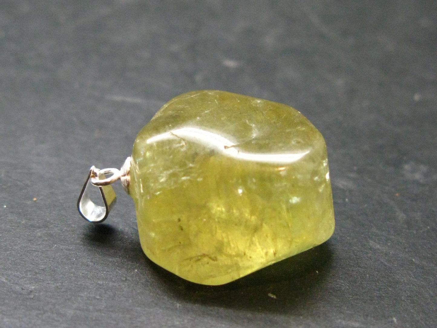 Large Gold Apatite Tumbled Pendant from Mexico - 9.32 Grams - 1.1"