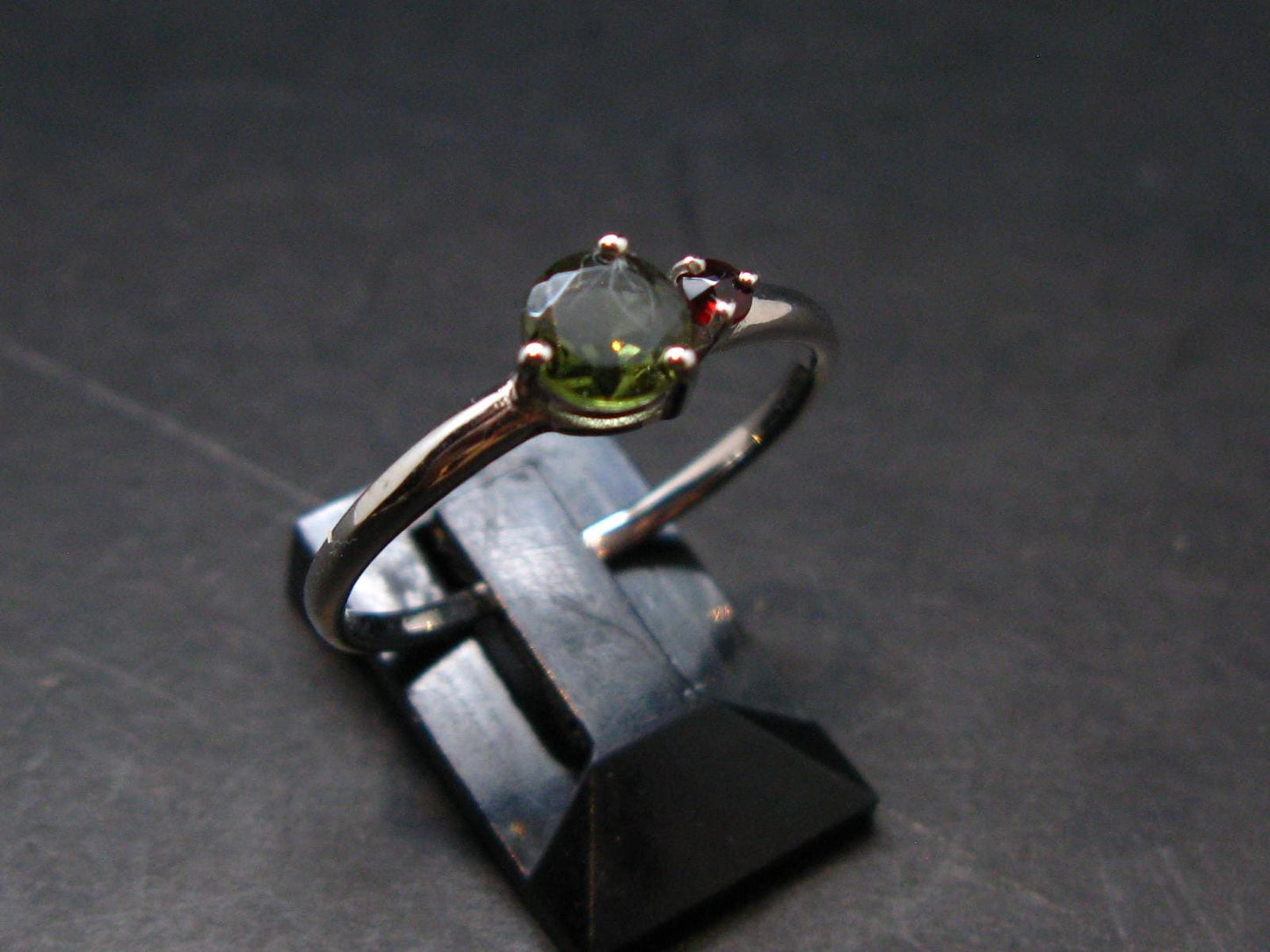 Moldavite Tektite Silver Ring from Czech Republic - Size 8.75 - 1.51 Grams