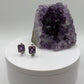 Minimalist Emerald-Cut Amethyst Earrings – Sterling Silver - Weight 4.45 Grams