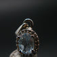Elegant Genuine Solitaire Sky Blue Topaz Sterling Silver Pendant with CZ From Brazil - 0.7" - 1.44 Grams
