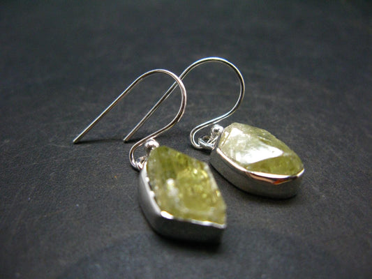 Brazilianite Silver Earrings From Brazil - 1.1" - 4.0 Grams