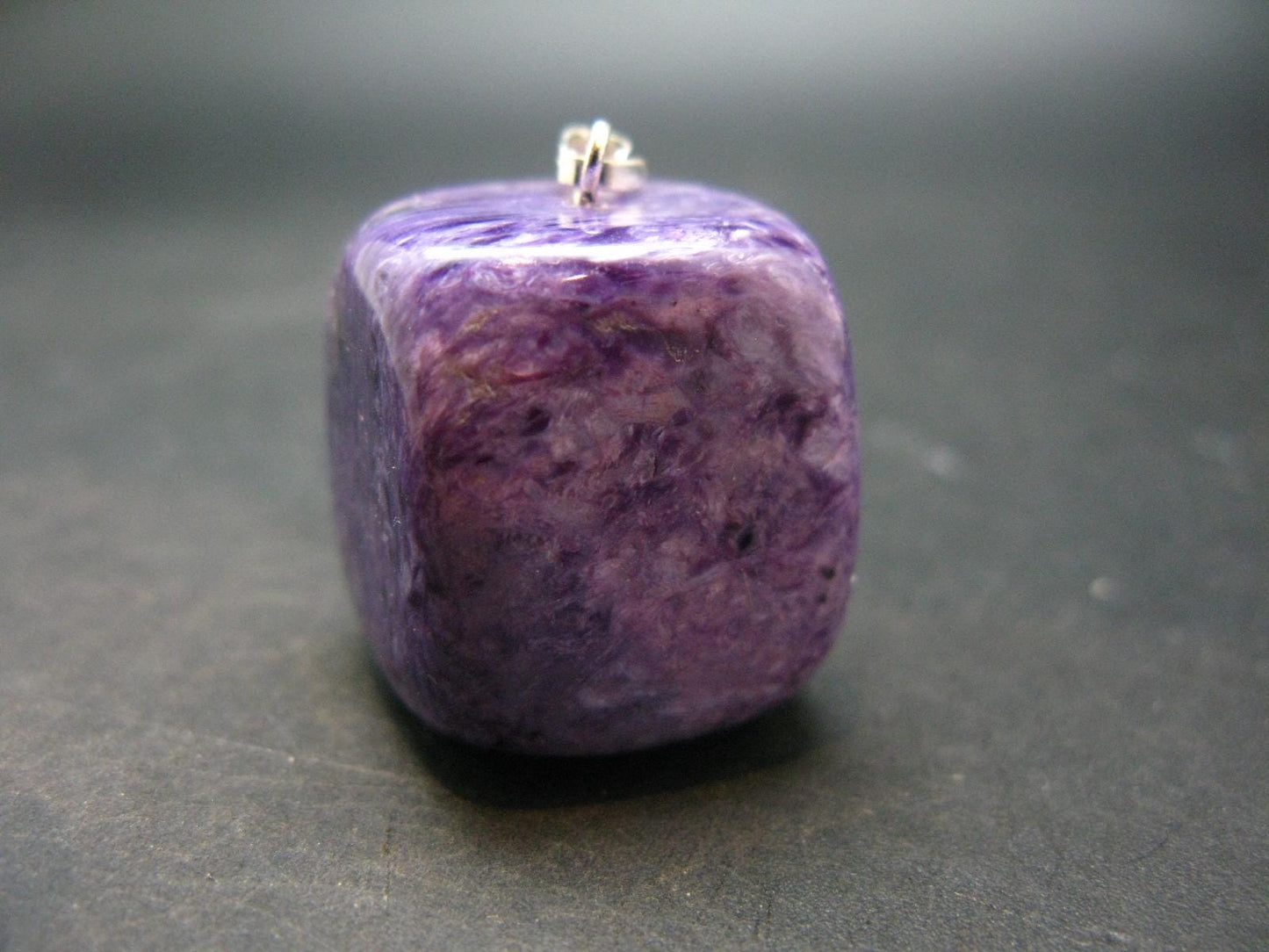Rare High-Quality Charoite Pendant In SS From Russia - 1.2" - 23.82 Grams