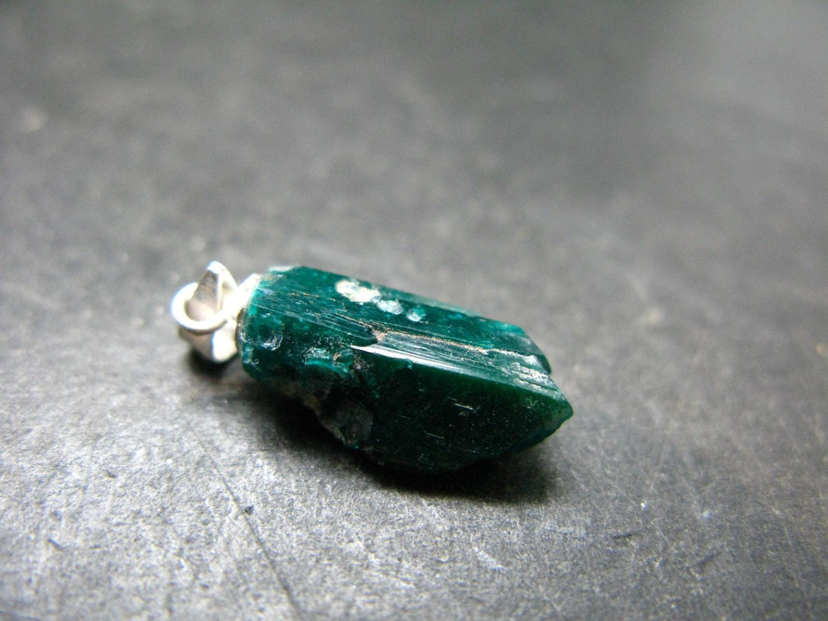 Dioptase Crystal Silver Pendant from Congo - 1.39 Grams - 0.9"