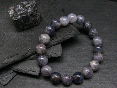 Iolite Cordierite Genuine Bracelet ~ 7 Inches ~ 10mm Round Beads