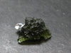 Gem Moldavite Tektite SS Pendant From Czech Republic - 0.9" - 2.38 Grams