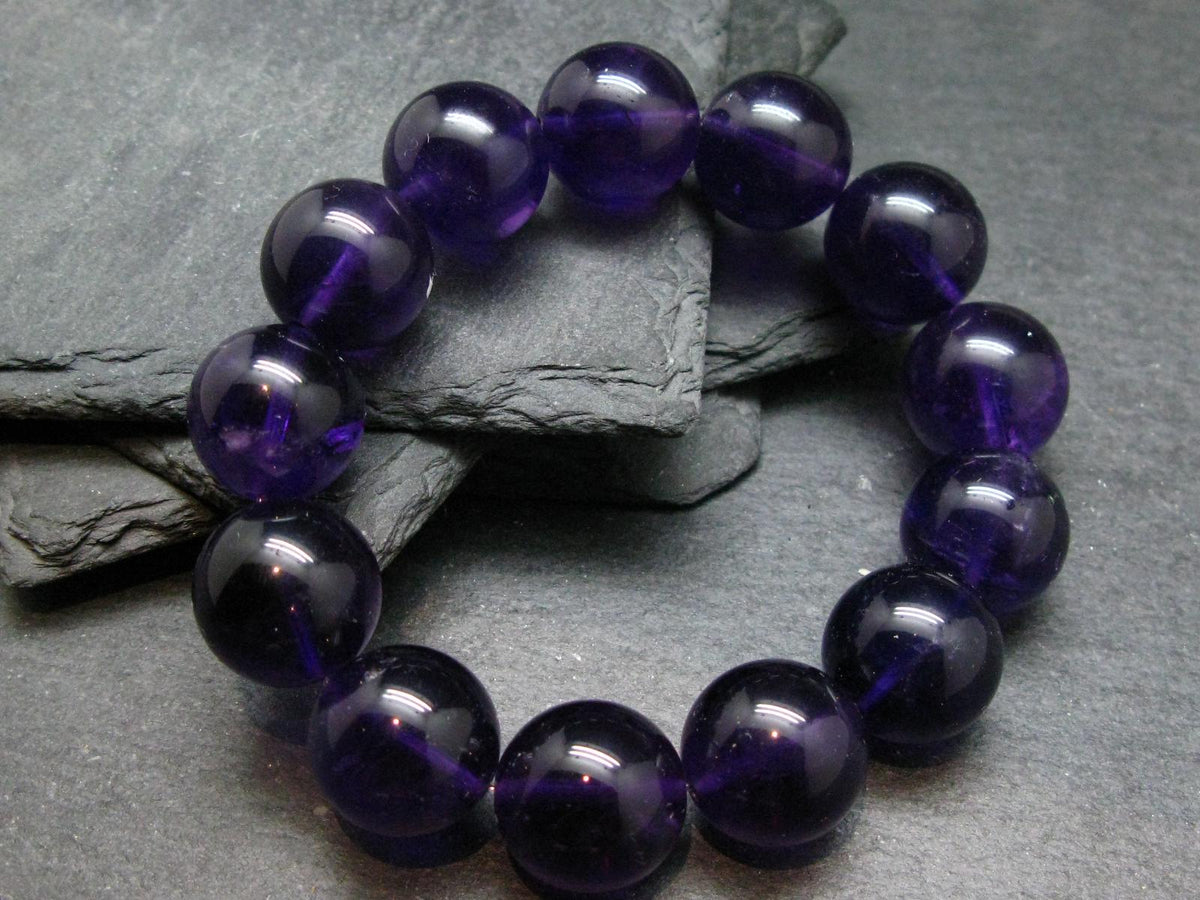 AAA Grade Amethyst Gem Genuine Bracelet ~ 7 Inches ~ 16mm Round Beads