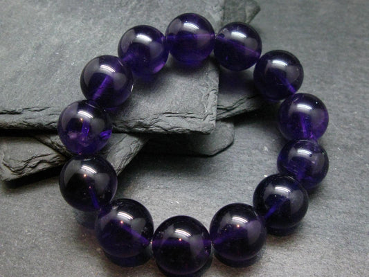 AAA Grade Amethyst Gem Genuine Bracelet ~ 7 Inches ~ 16mm Round Beads