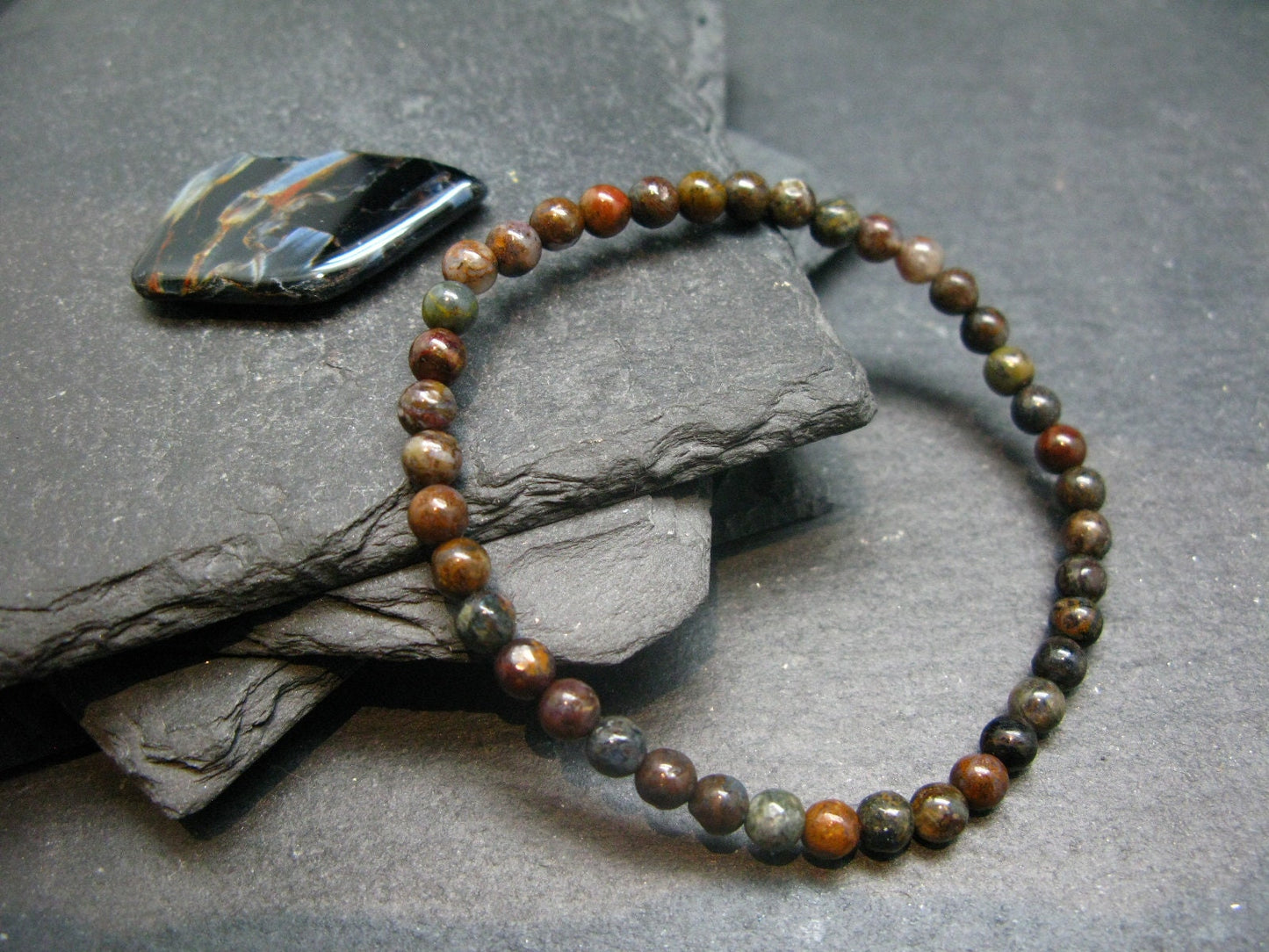 Pietersite Genuine Bracelet ~ 7 Inches ~ 4mm Round Beads