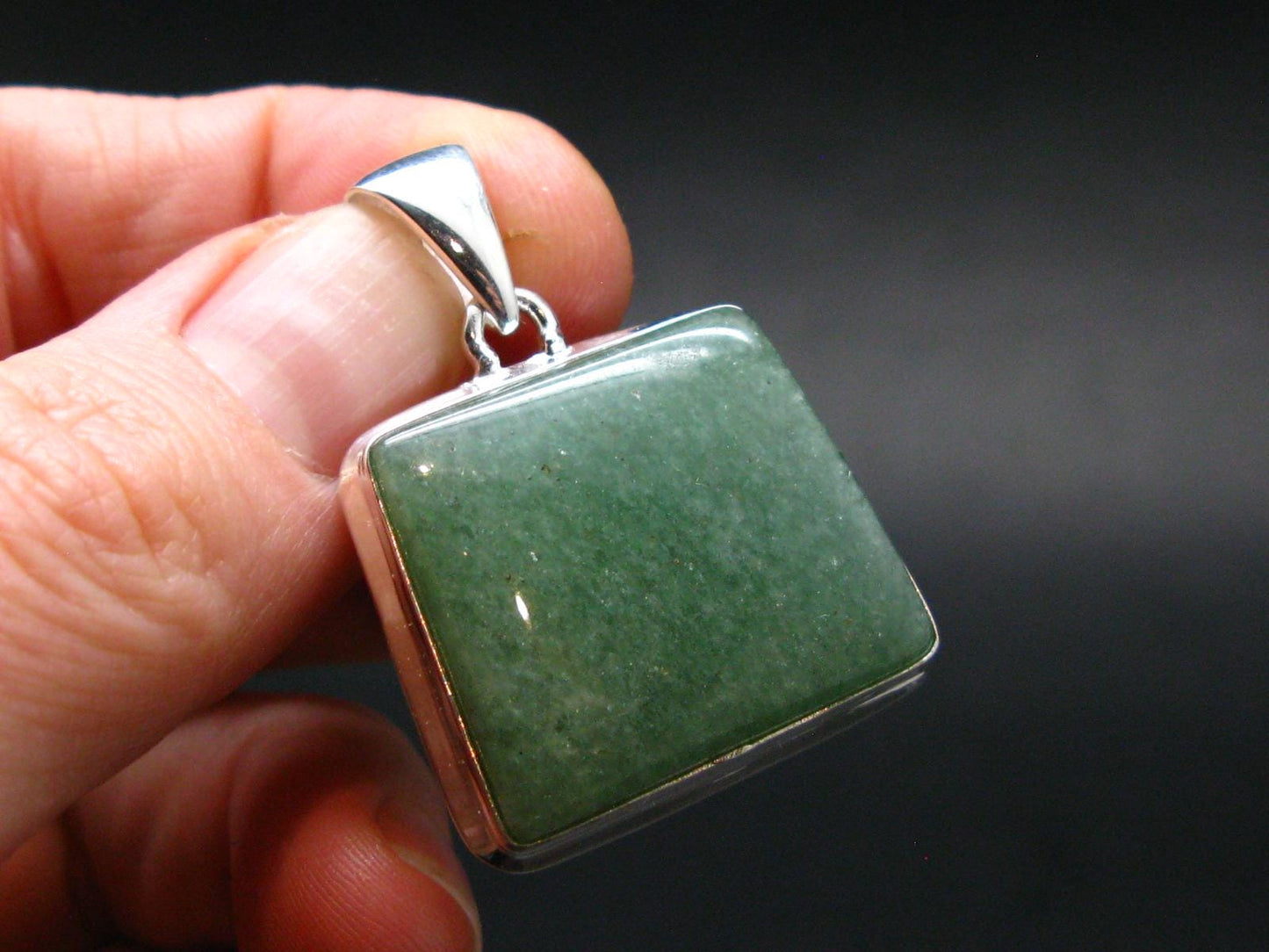 Natural Green Aventurine Silver Plated Pendant From Brazil - 8.98 Grams