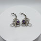 Amethyst Modern Earrings – Artistic Design – Sterling Silver with Gold Tone - Weight 9.42 Grams