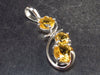 Three Genuine Faceted Golden Yellow Citrine Crystals 925 Silver Pendant From Brazil - 1.4" - 4.13 Grams